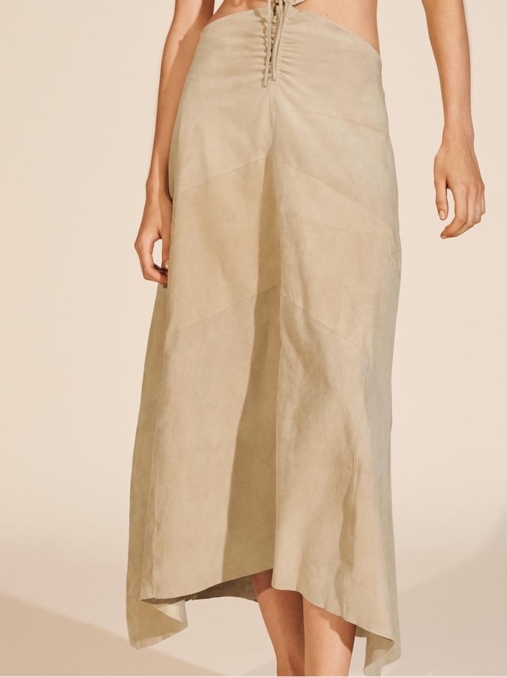 NWT ZARA 100% Goat Leather Suede Long Skirt Western Boho Sz M Limited Edition - Picture 2 of 15